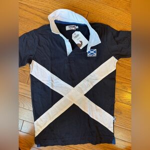 Navy and White Polo Shirt with Scotland Flag Design
